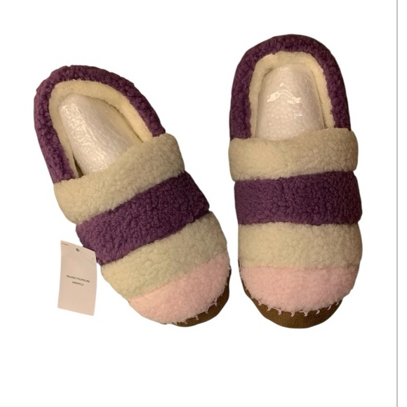 Lands' End Shoes - LANDSEND Woman’s Sherpa Short Bootie Slippers, Rubber Bottom